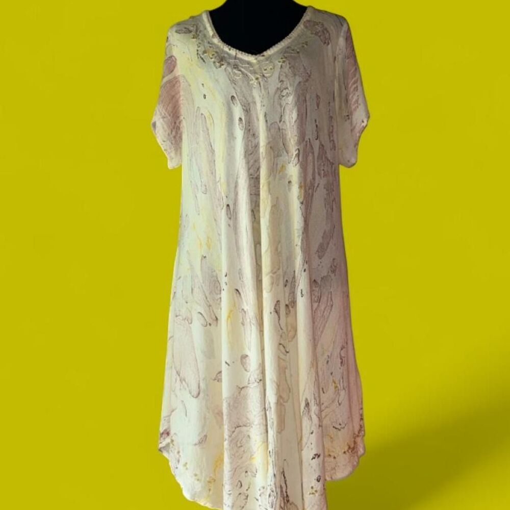 Cream Romantic Boho Fairycore Flowy Dress